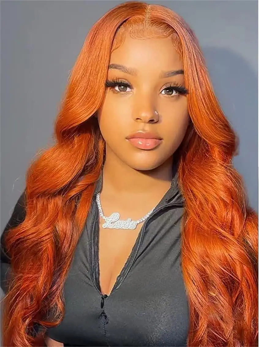 

Orange Ginger Body Wave 13x6 Lace Front Human Hair Wigs 13x4 Hd Lace Frontal Wig Brazilion 30 Inch Colored Wigs For Women