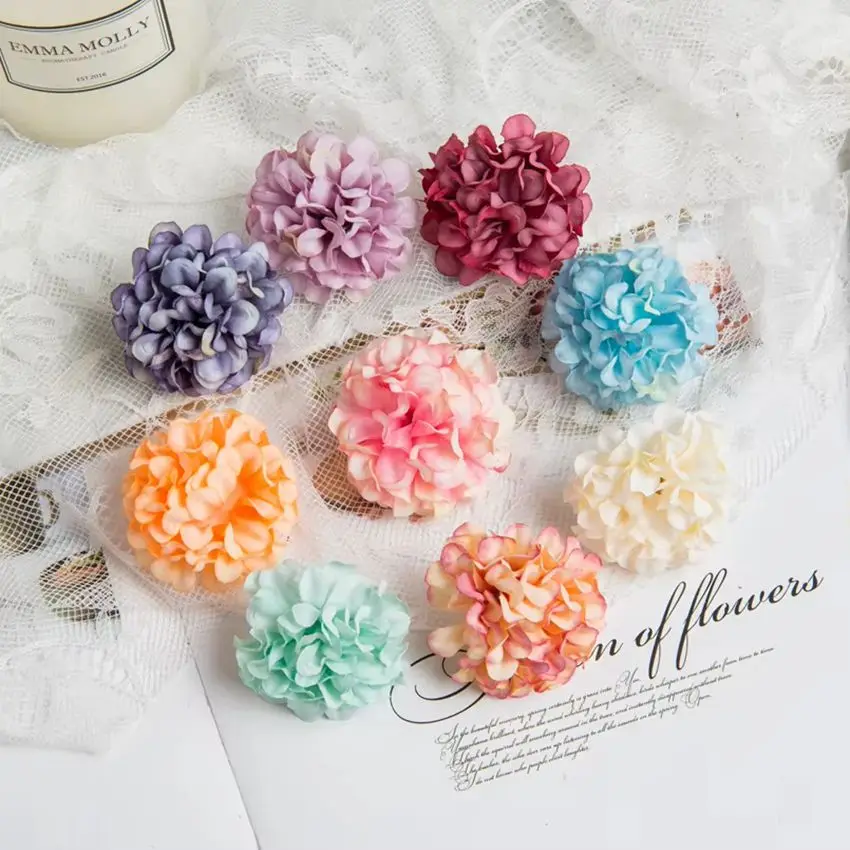 Artificial Flowers Ball Material Silk Gillyflower Wedding Decorative Wreath Christmas Home Vase Table Bride Brooch DIY Gift Box