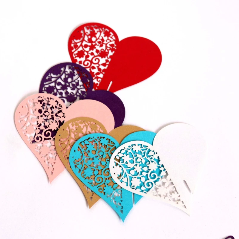 

50 шт. карточка в форме сердца, лазерная карточка на сиденье, бумажная карточка на День святого Валентина, карточка с именем бабочки, открытие вечеринки, Рождественское украшение