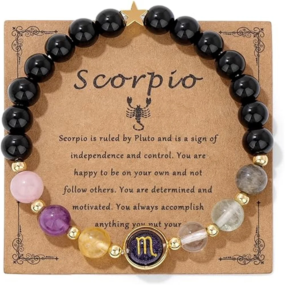 Aries Taurus Gemini Cancer Leo Virgo Libra Scorpio Sagittarius Capricornus Aquarius Pisces Gifts for Women Zodiac Bracelet Men