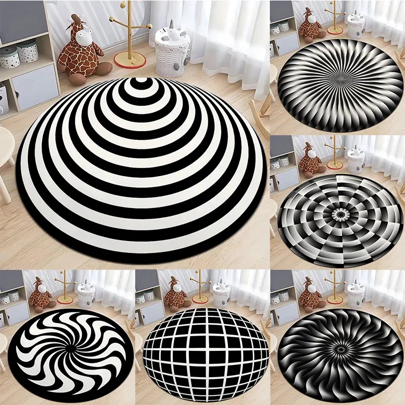 

Ковер VIKAMA 3D с оптической иллюзией вихря, круглый, мягкий, нескользящий, для гостиной, спальни, офиса, напольный коврик, декор для дома