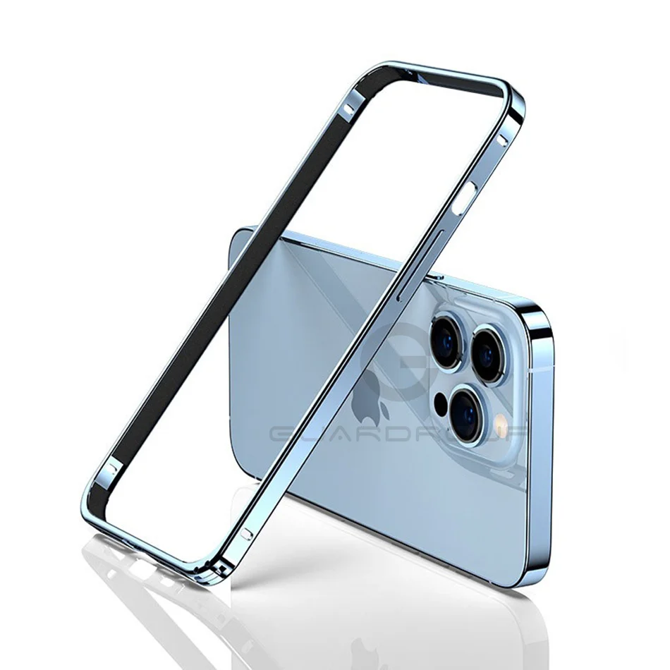JONEHEN Luxuriöser heller Aluminium-Metallrahmen für iPhone 12, 13, 14, Plus, 15, 16, 17, Pro Max, Stoßstangenhülle, dünne Legierung, schützende Rückseite, Zubehör 4