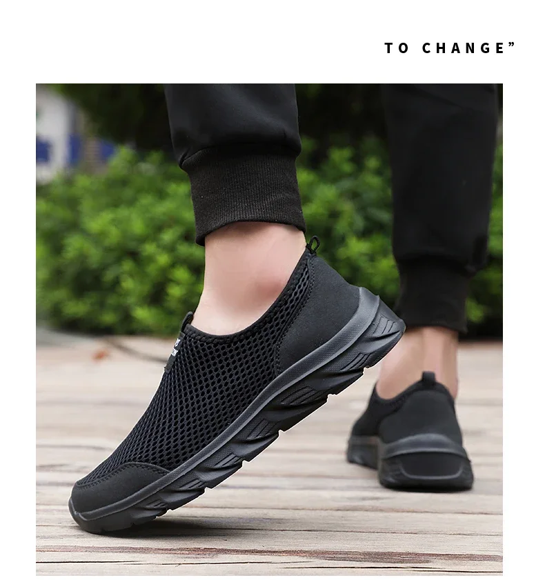 Summer Mesh Casual Shoes For Men Breathable Low-cut Men's Running Shoes Outdoor Non-slip Lightweight Sneakers Man Slip-on Shoes