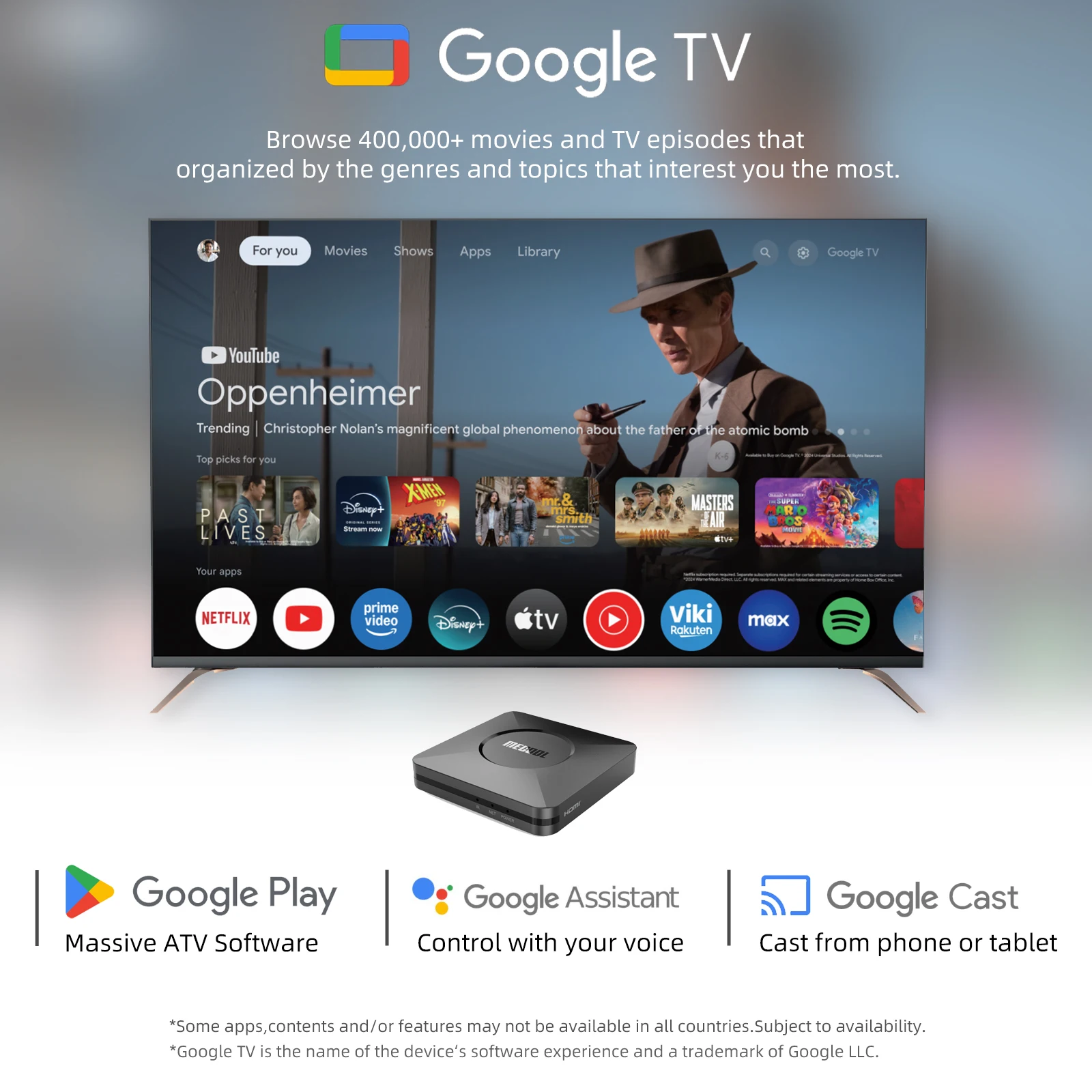 TV Box Android MECOOL 2025 M2 Pro Google TV 11 مع شهادة Netflix 2+16G 4K S905Y4 2T2R WIFI5 2.4G/5G 100M مشغل الوسائط