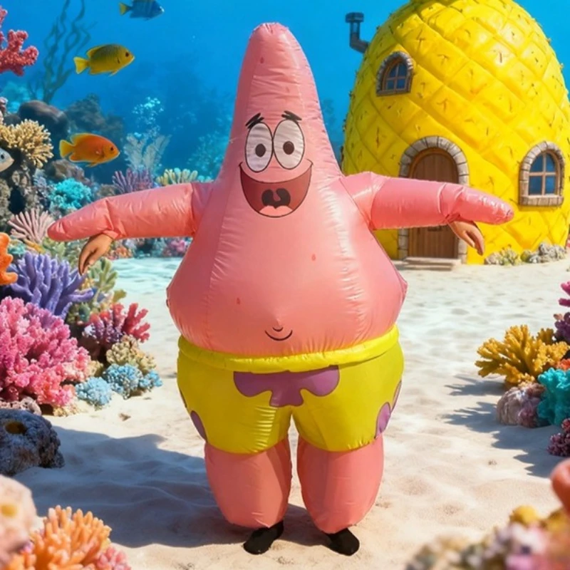 Patrick Star Aufblasbares Kostüm Patrick Star Blow-Up Ganzkörper-Cosplay-Outfit Neuartiges Kleid für Weihnachtsfeier Karnevalskostüm