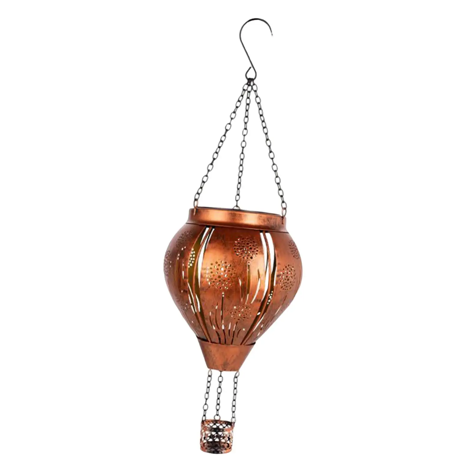 Metal Solar Hot Air Balloon Hanging Lamp Hollow Pattern Multipurpose Sturdy for