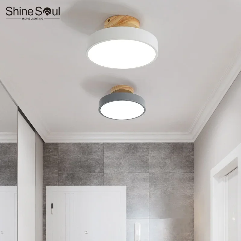 Nordic Entrance Corridor Ceiling Light Macaron Wooden Circular Balcony Staircase Study Bedroom Bathroom Decoration Pendant Light