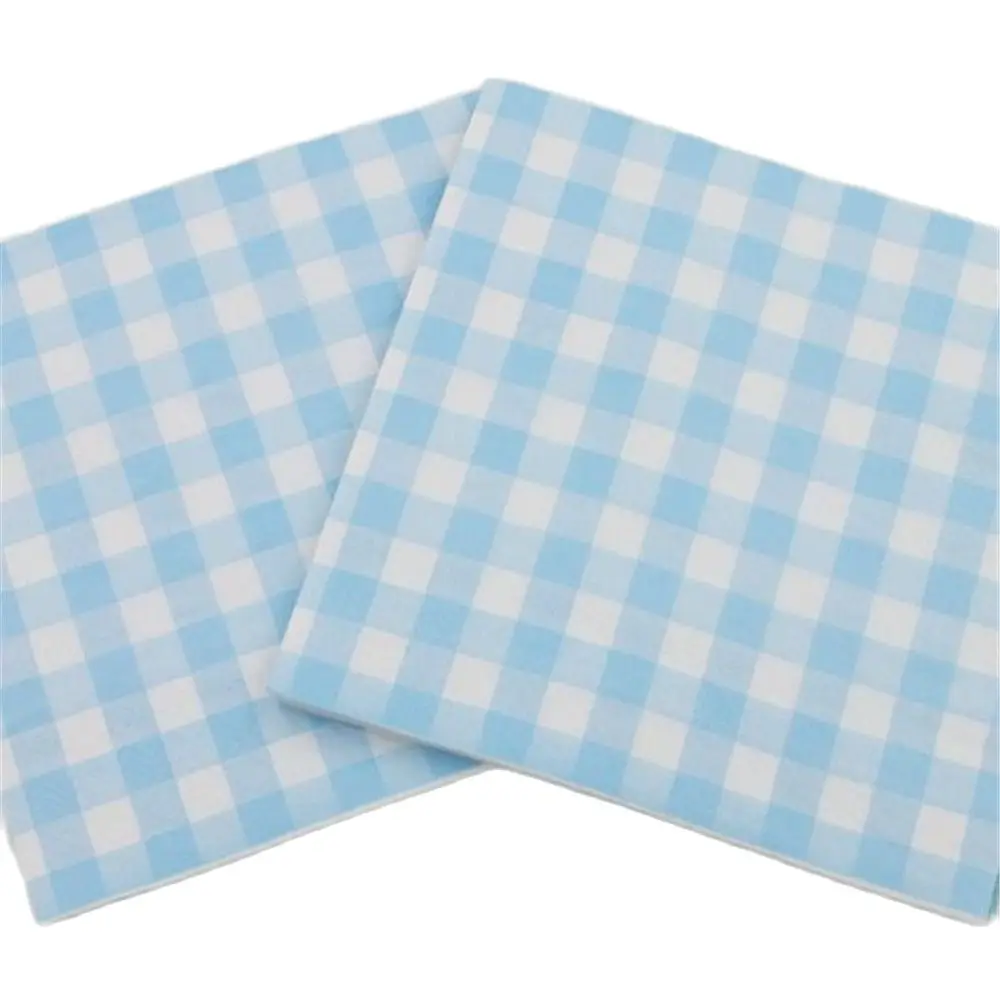 33*33cm 20pcs/lot Plaid Napkins Paper Decoupgae Table Servilletas 8 Colors Optional Tissues Birthday Wedding Party Decoration