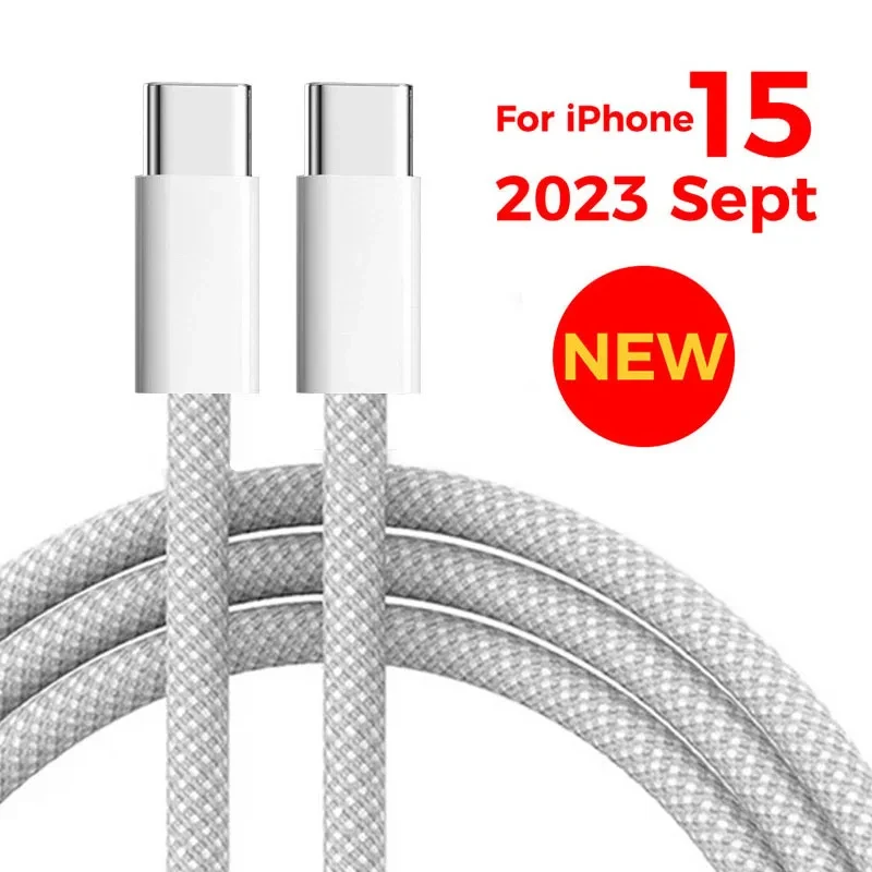 New PD60W USB C to USB Type C Fast Charge Data Cable For iPhone 15 Pro Max Samsung Xiaomi Type-C Weaving Cable Phone Accessories