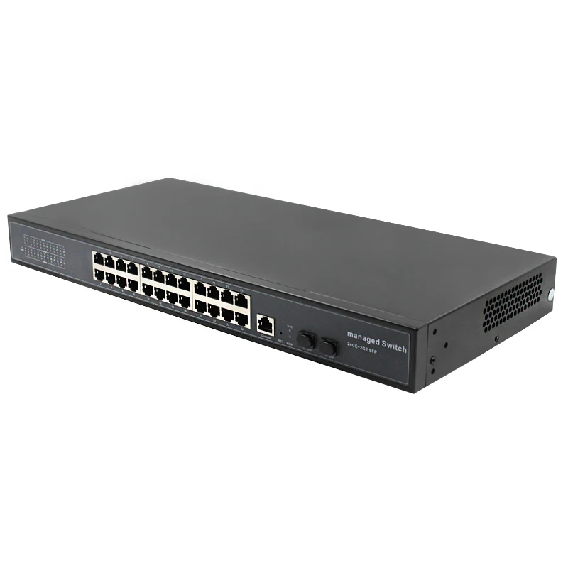 CE ROHS Rackmount Fiber 24 Port Management   Switch Ethernet   Network switch with 2 Ports SFP/RJ45