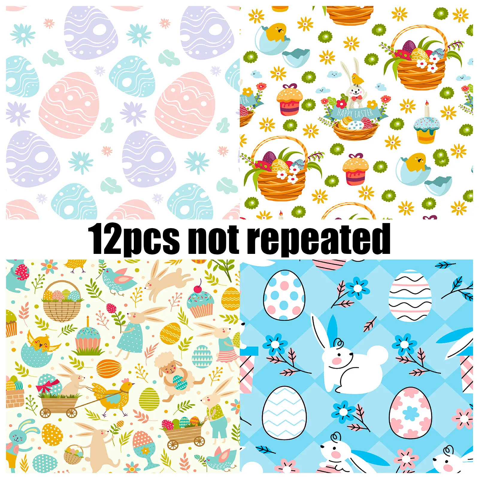 12 Sheets/set Kawaii Rabbit Flower Landscape Material Paper Creative DIY Junk Journal Collage Scrapbooking Stationery