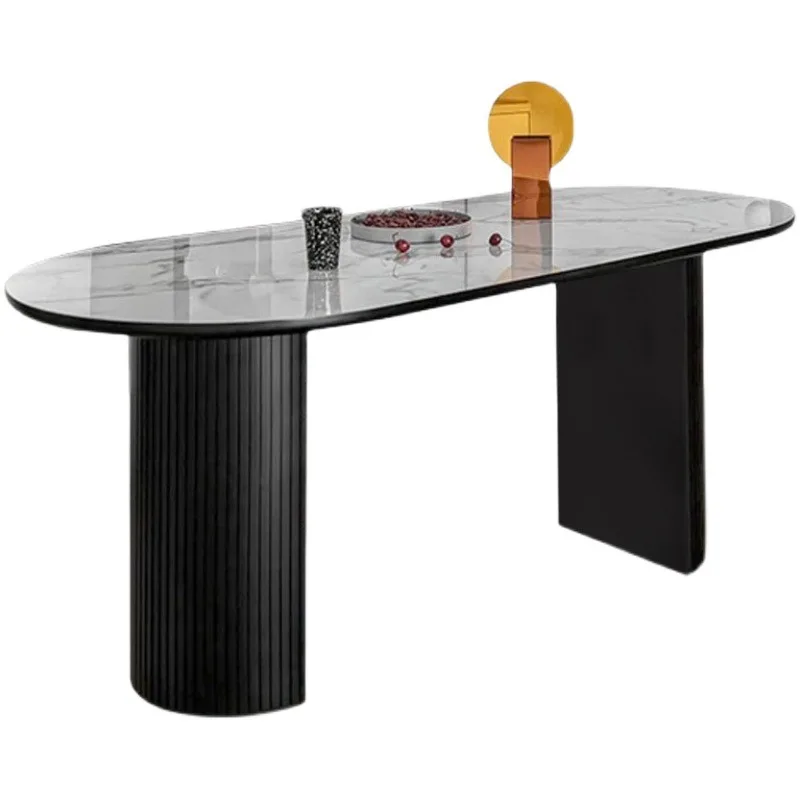 

Italian light luxury rock slab dining table has a strong sense of atmosphere Model room Villa Model room Restaurant Oval
