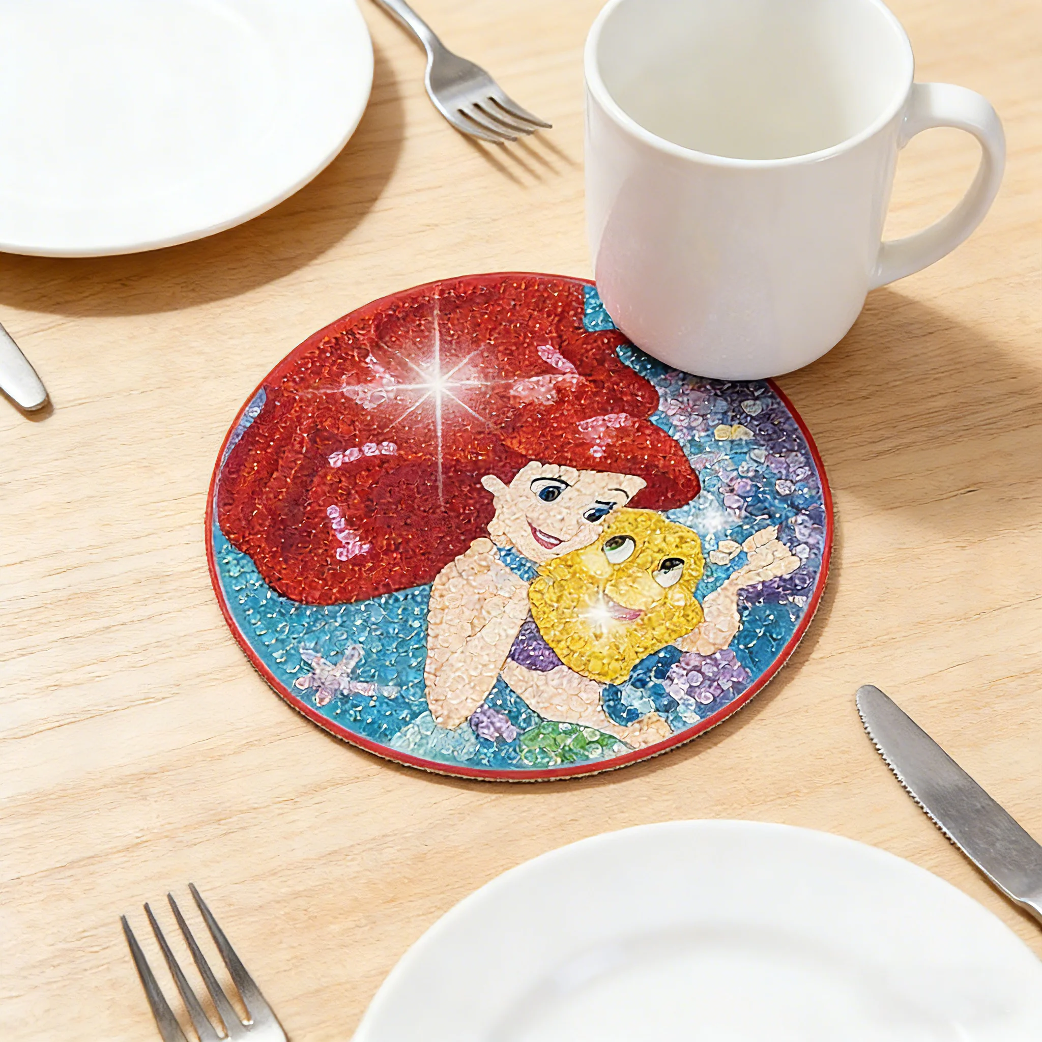 Princess Queen Series Diamond Painting Coasters with Holder 8pcs 5D DIY Cartoon Character Souvenirs New Arrival view 4