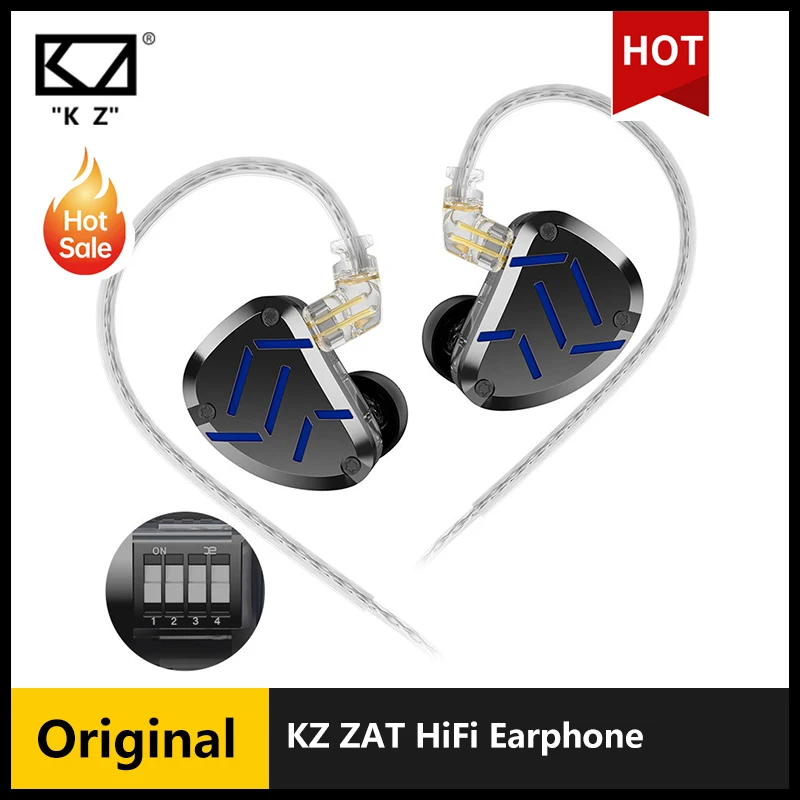 

KZ ZAT HiFi Earphone High-end Tunable In-Ear balanced armature Earphones Monitor Headphone Cancelling Sport Earbuds