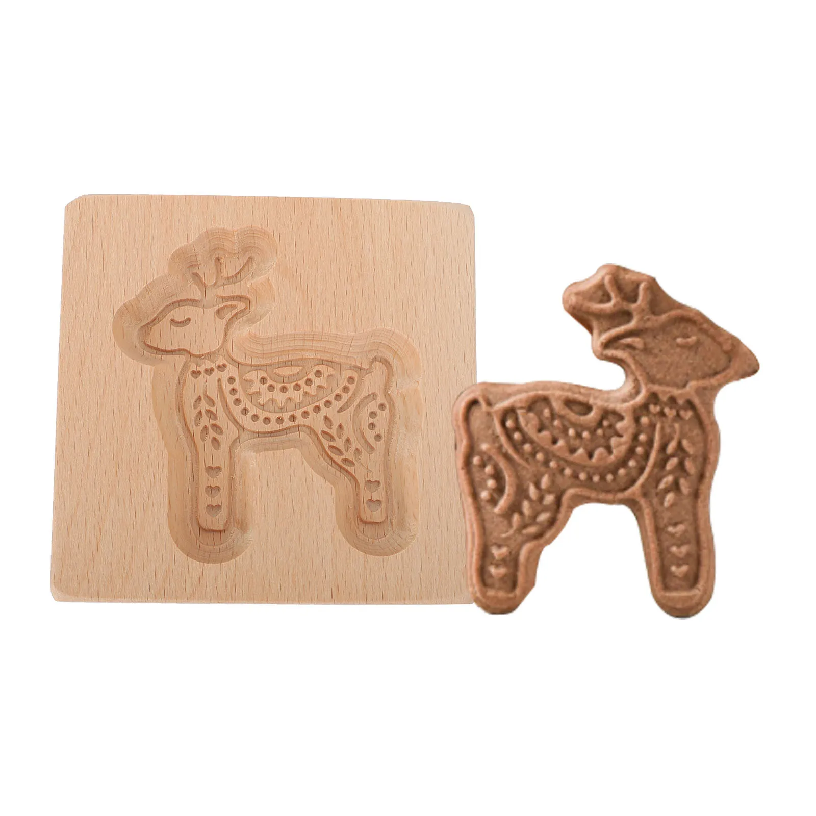

Deer Shaped Cookie Baking Mold Wooden Biscuit Pressing Tool for Creative Baking Small Lightweight Design