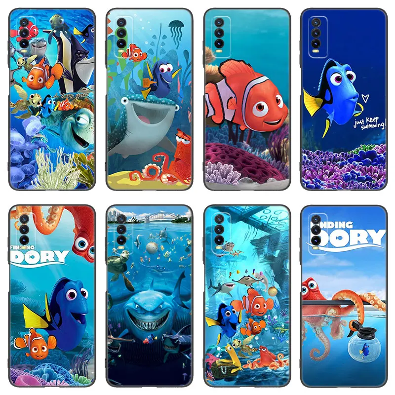 Disney Finding Nemo Dory Black Silicone Phone Case For Vivo V27 V29 e V30 X80 X90 Pro Y17 Y21 Y22 Y33 S Y16 Y20 Y27 Y35 Y36 Y55