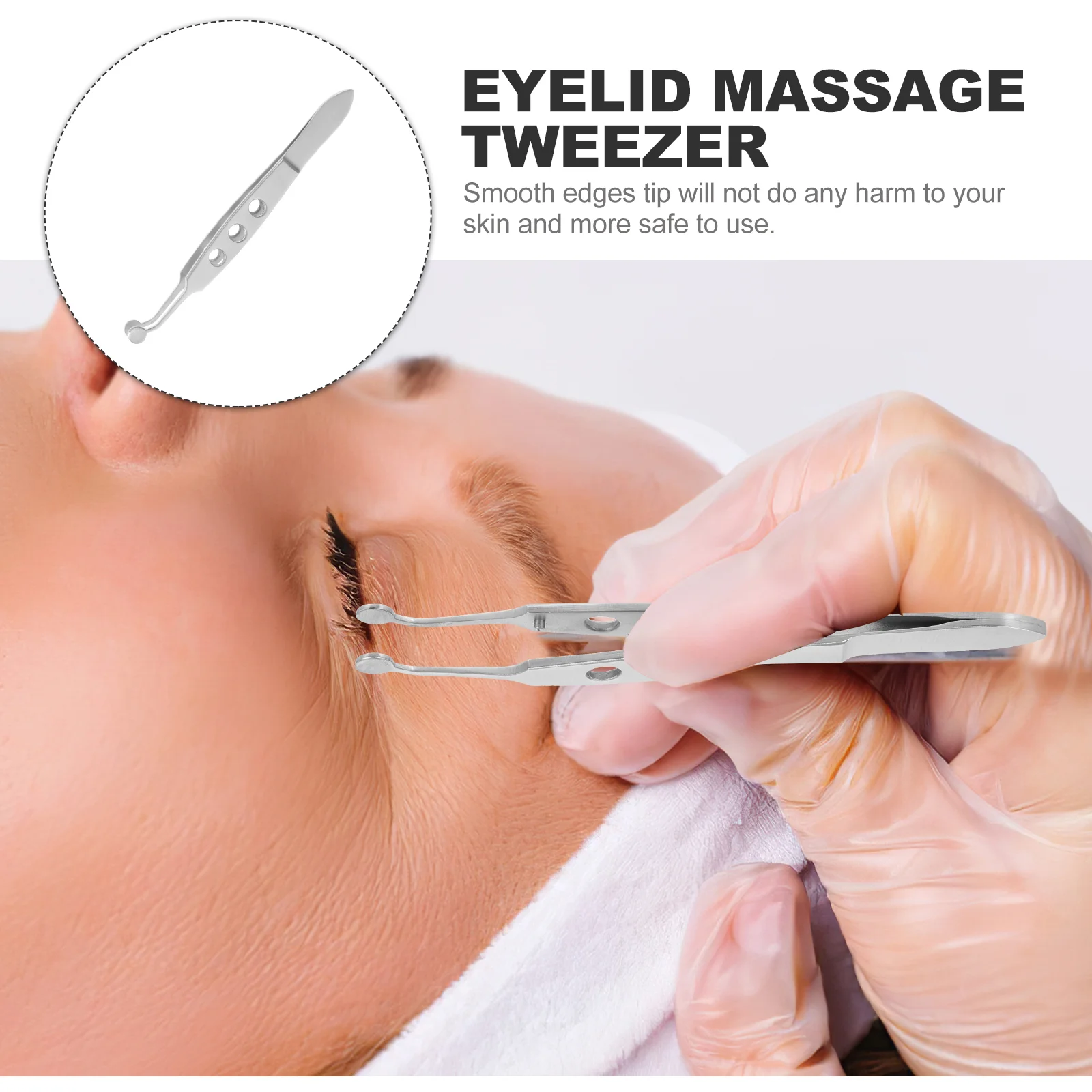 Meibomian Gland Massage Forceps Eyelid Tweezers Lash Remover Mini Compressor Stainless Steel Rectangular Head