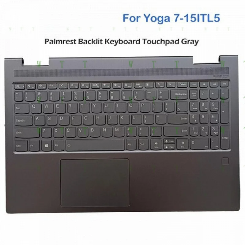 

TT для Lenovo Yoga 7-15ITL5 82BJ, подставка для рук, клавиатура с подсветкой, тачпад 5CB1A22487 серый