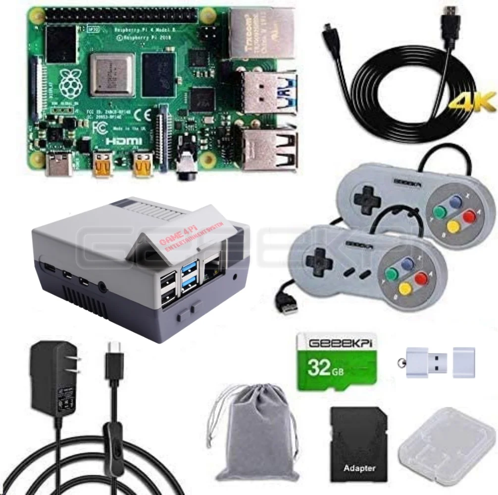 Geeekpi Raspberry Pi 4 Modèle B 8 Go de RAM façades Core Cortex-A72 (ARM v8) 64-Bit SoC @ 1.5GHz délibérément 4pi Case et 32G Card Kit