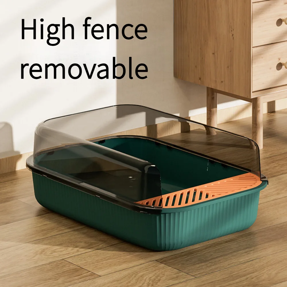 

Очень большой ящик для кошачьего туалета, закрытый дизайн, предотвращает разброс, включает в себя лопатку для кошачьего песка без совок, большой размер для всех кошек