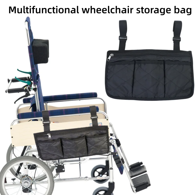 Wheelchair Side Storage Bag, Wheelchair Armrest Organizer Pouch, Multi Pocket Wheel Chair Accessories Bag