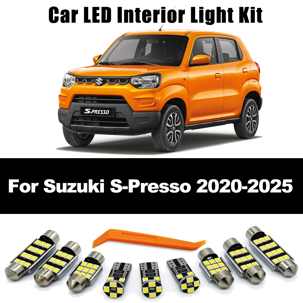 

ZITWO 7 шт. для Suzuki S-Presso Spresso 2020 2021 2022 2023 2024 2025 светодиодный внутренний купол для чтения карт, комплект светильников для багажника, аксессуары