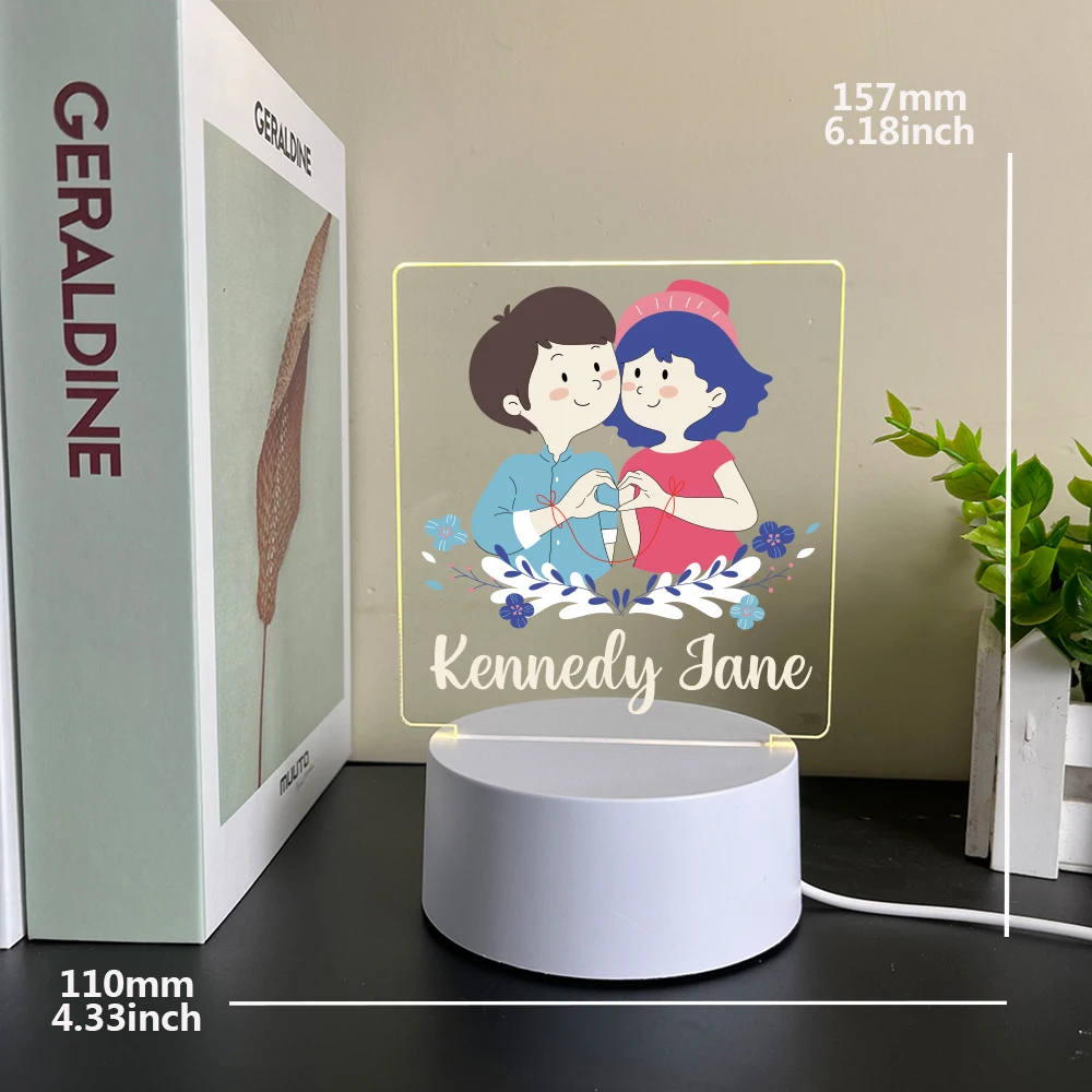 Personalized Custom Love Fashion  Night Light 3D Illusion Lamp Valentine'S Day Bedside Lamp Acrylic Night Lights Gift