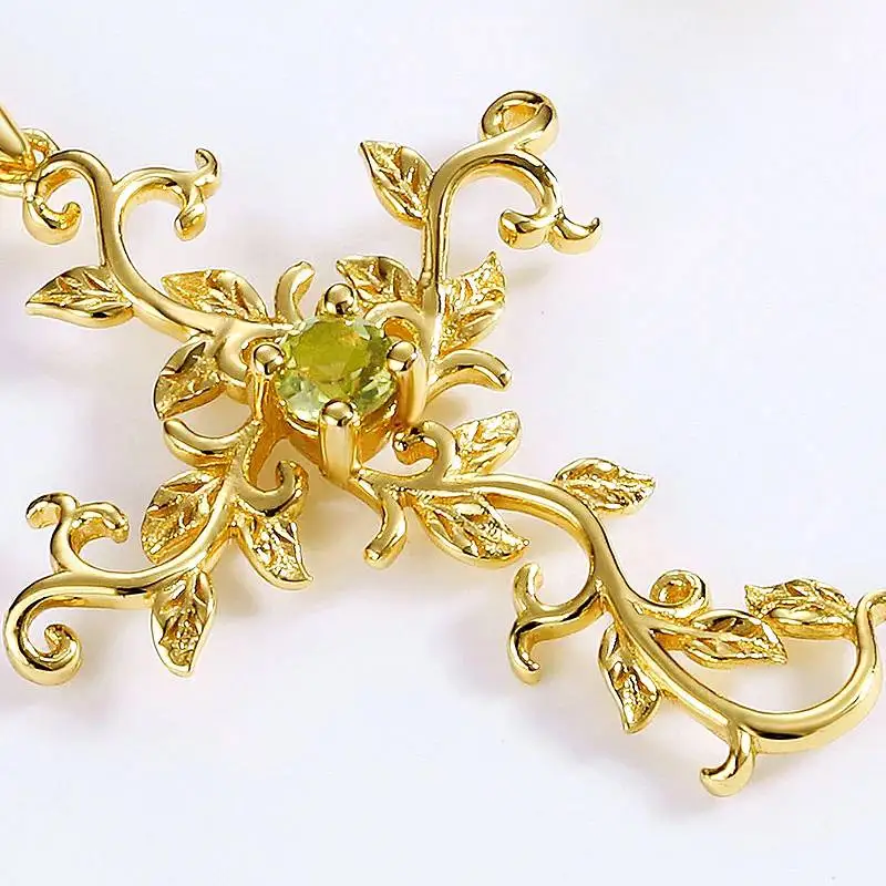 Huitan Ästhetische Blatt Design Dame Anhänger Halskette Frische Stil Gold Farbe Luxus Party Zubehör Schmuck mit Glänzenden Grünen CZ