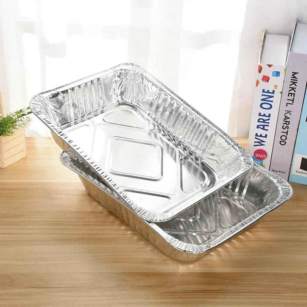 50 Uds. Para bandeja de papel de aluminio apilable resistente a la bandeja plateada 50 Uds. Bandejas de papel de aluminio