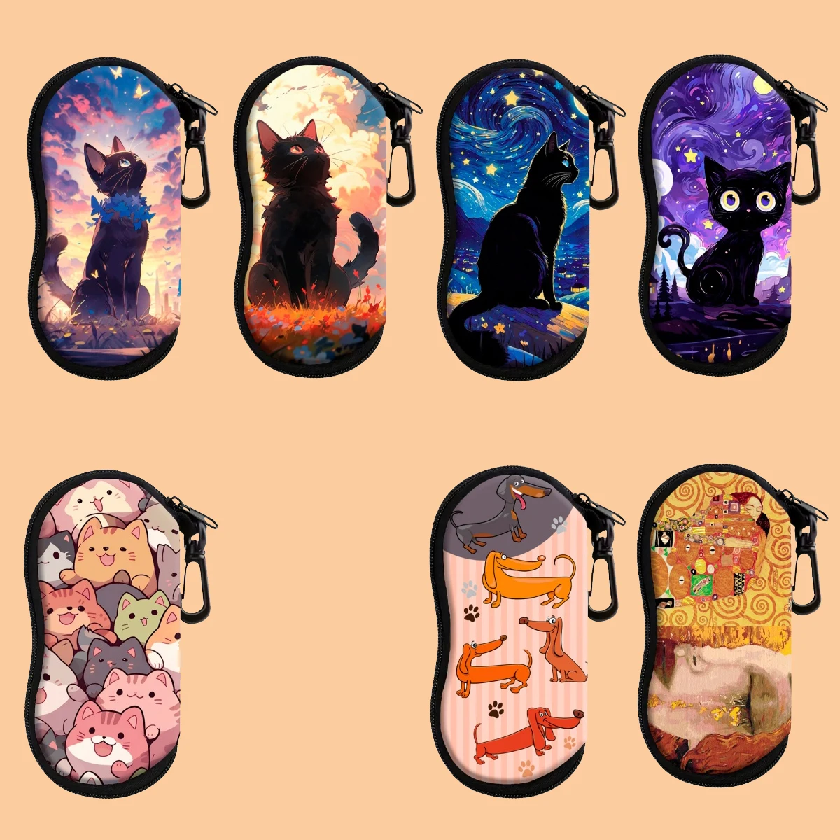 

Lovely Cat Glasses Bag Zipper Eyeglasses Box Shockproof Sport Sunglasses Bag Fashion Storage Box Portable Soft Case