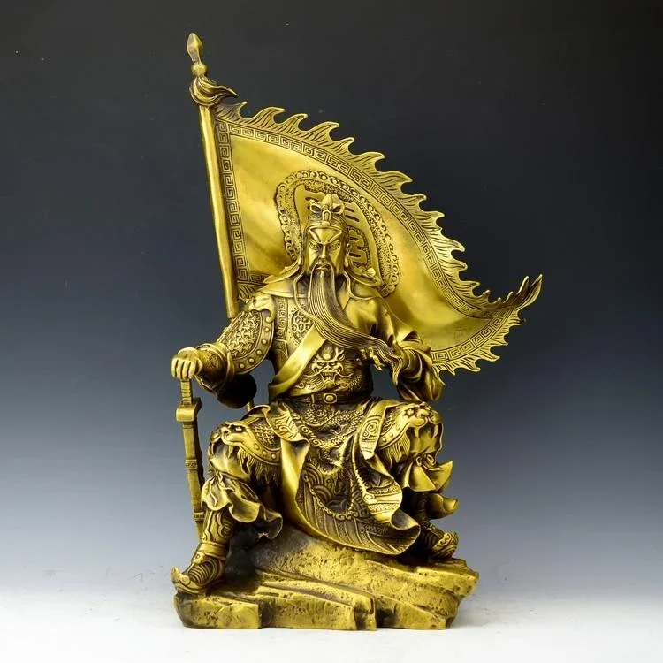 

MOEHOMESArt collection Chinese home Decorated Brass Carved Guangong Sculpture /Metal Crafts metal handicraft Home decorations