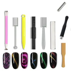 Cat Eye Magnet for Nails Double-Headed Nail Magnet Tool Set Strong Nail Art Magnet Stick 3D Line Strip Effect Manicure Design