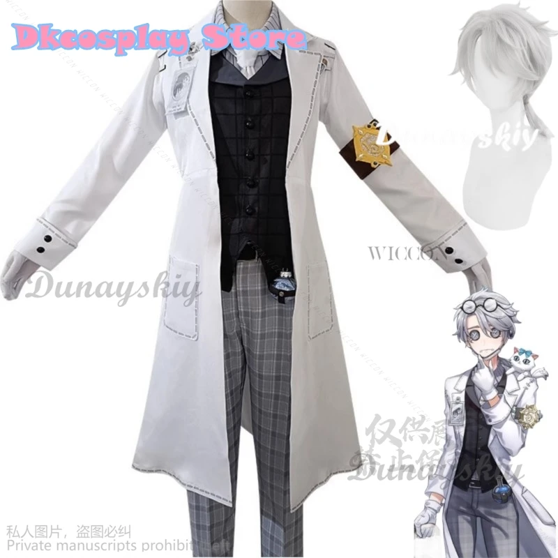 Anime Game Identiteit V Aesop Carl Cosplay Kostuum Balsemmer Vijfde Verjaardag Limiet Pruik Wit Kosten Uniform Man Vrouw Feestpak