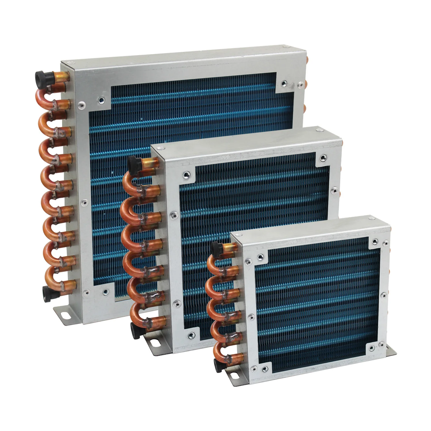 Small shell condenser radiator refrigerator freezer water-cooled aluminum fin and copper tube heat exchanger with fan173*132*38