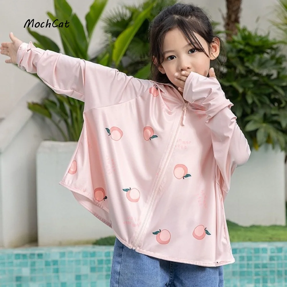 Hat Sunscreen Hoodie with Mask Veil Thin Long Sleeve Children Sun Protection Clothing Crop Top Arm Sleeves