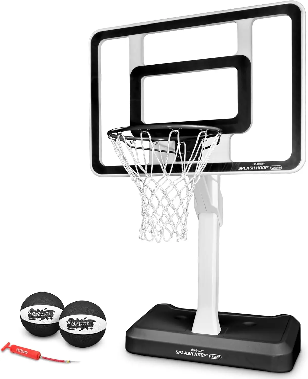 Pool Basketball Hoop Game with Water-Weighted Base, Adjustable Height, and Regulation Steel Rim – Available in Aqua or Black