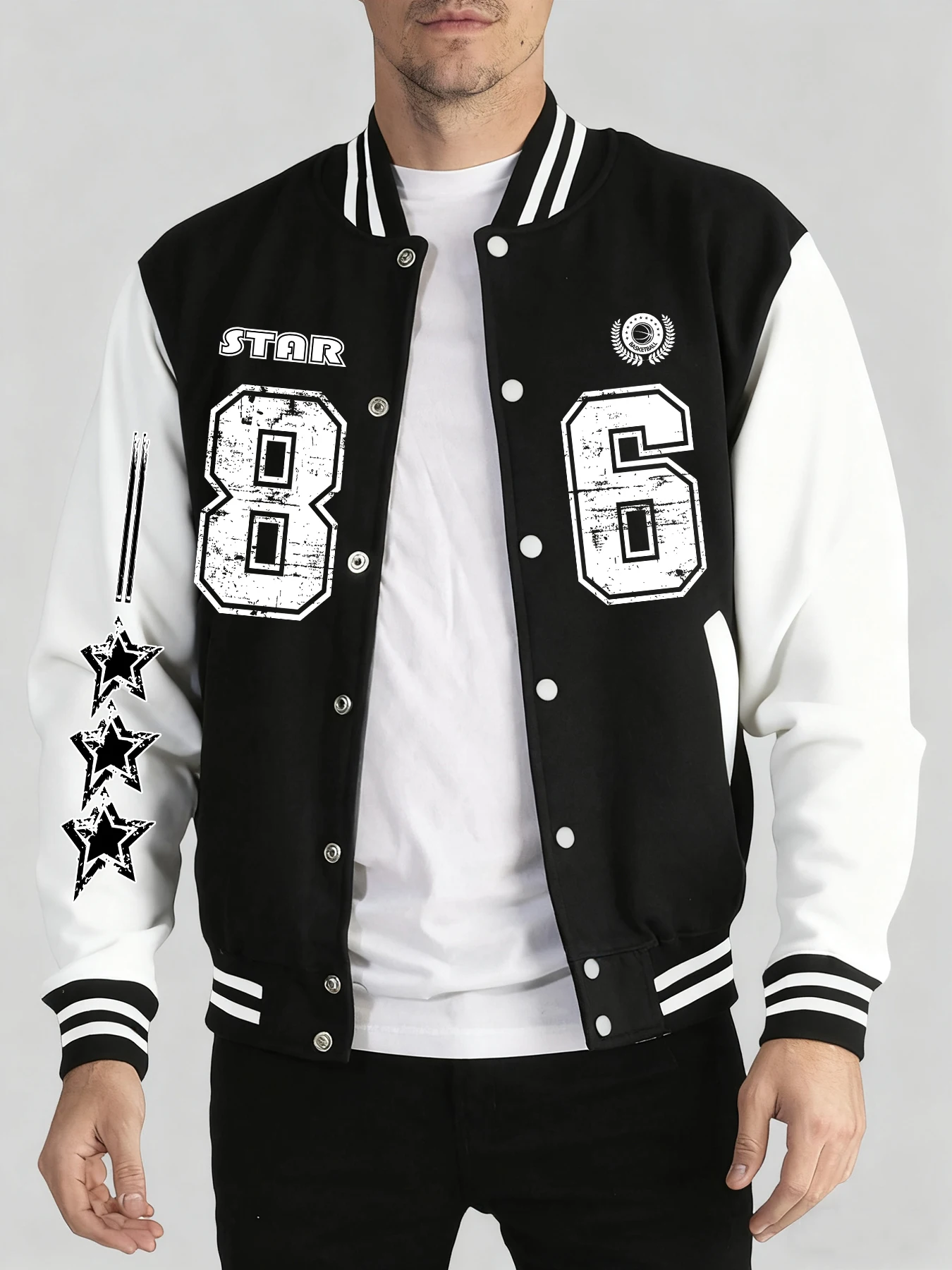 

Мужская одежда со звездным номером 86, осенне-зимняя уличная одежда, модная базовая бейсбольная форма, уличные теплые топы, повседневная американская одежда