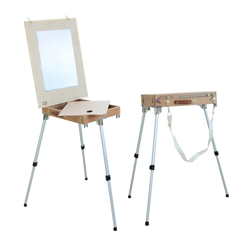 Aluminum Alloy Oil Painting Case Portable Travel Portable Oil Painting Case Oil Painting Shelf Storage Box Wooden