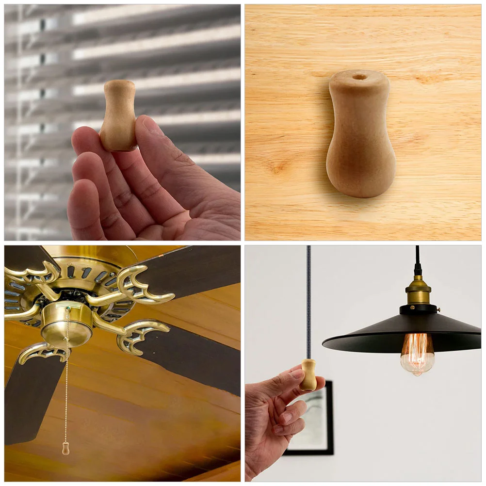 12 Pcs Curtain Accessories Yellow Wooden Pendant Bamboo Roller Blind Fringe Pull Cord Blinds Holder Knob Safety Ends