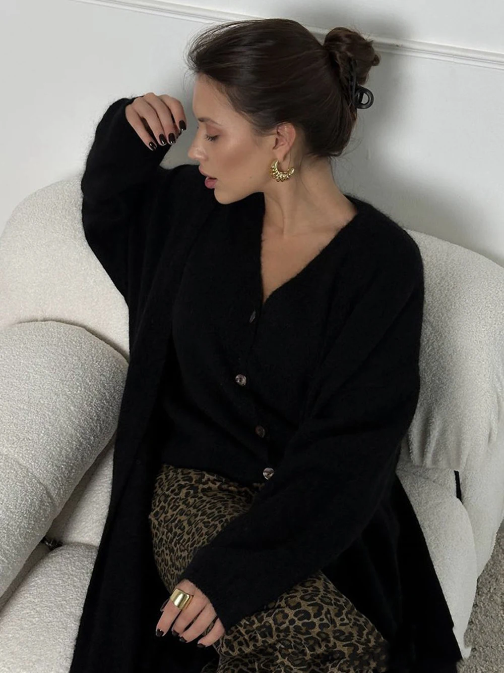 Elegant Women Knitted 2Piece Set 2024 New Spring Autumn Casual Knitted Single Breasted Tank Top+Long loose Straight Cardigan