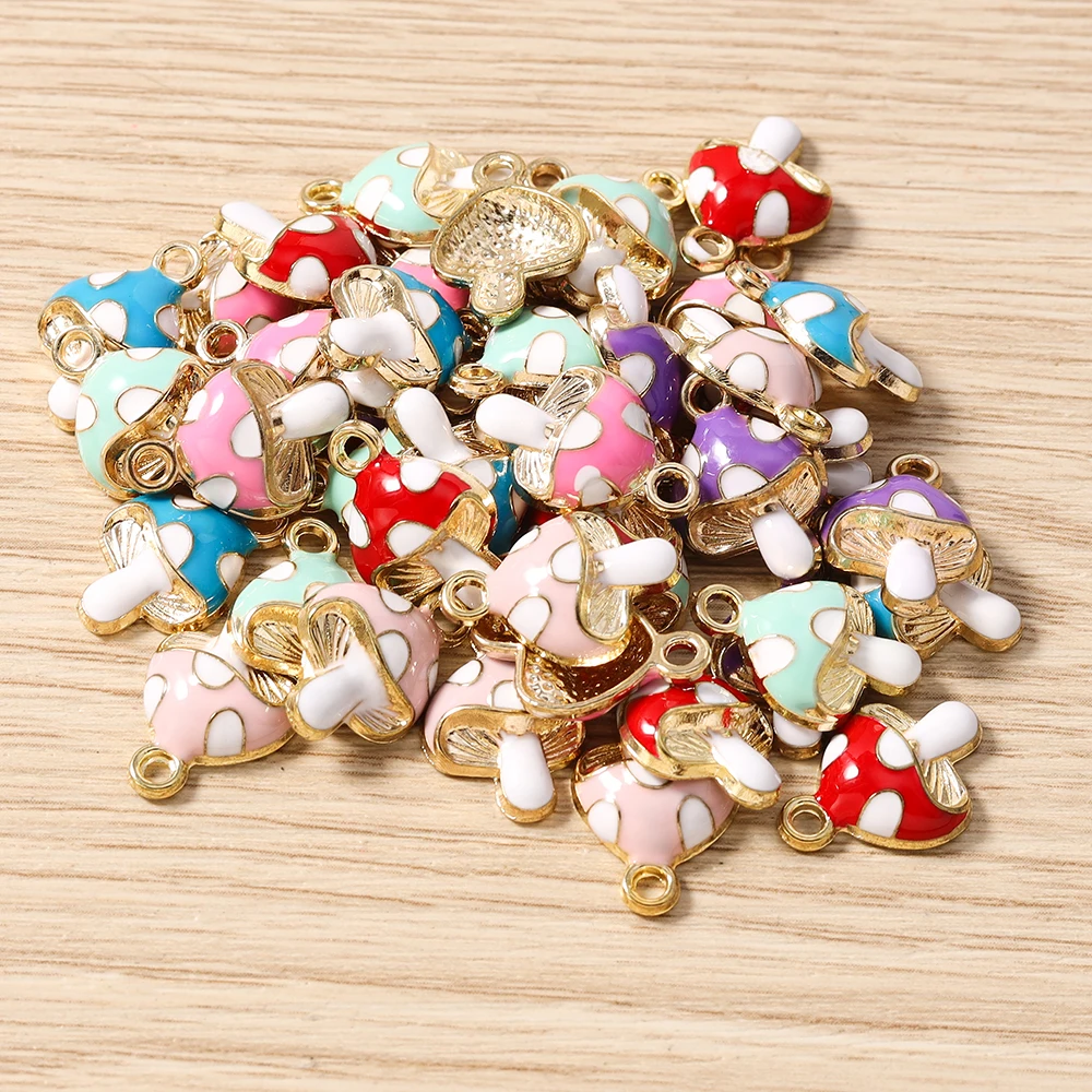 

Tusember 20pcs 11*16mm Enamel Colorful Cartoon Mushroom Charms Pendant For Earrings Bracelets DIY Handmade Jewelry Making