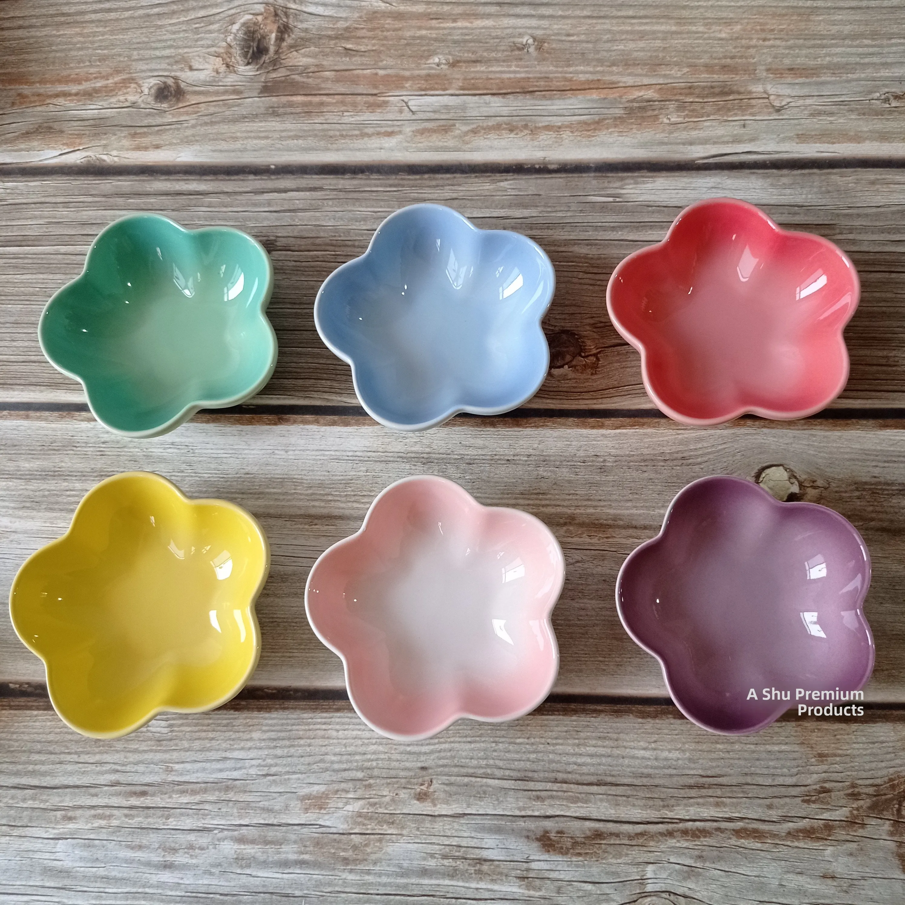Le Creuset-Plato pequeño de salsa con diseño de flor de ciruelo, plato de cerámica bajo vidriado, cuenco profundo en forma de...