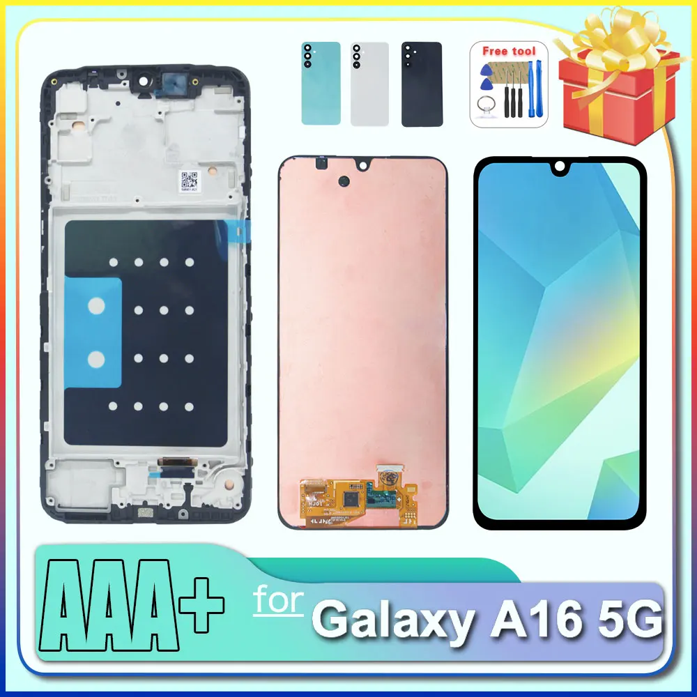 AMOLED LCD for Sasmung Galaxy A16 5G LCD Display Touch Screen Digitizer Assembly Replacement for Sasmung A16 5G A166 Phone LCD