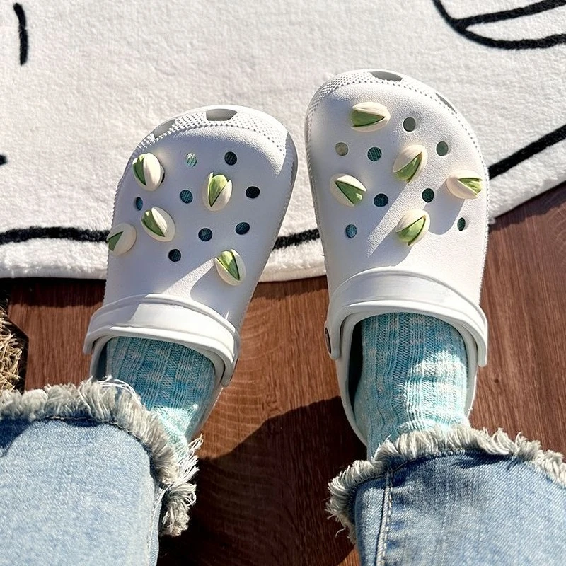 10pcs Pistachio Series Funny Shoe Accessories Ins Popular Charms for Hole Lovely Adornment for Clogs Sandals Kids Boy Girl Gifts
