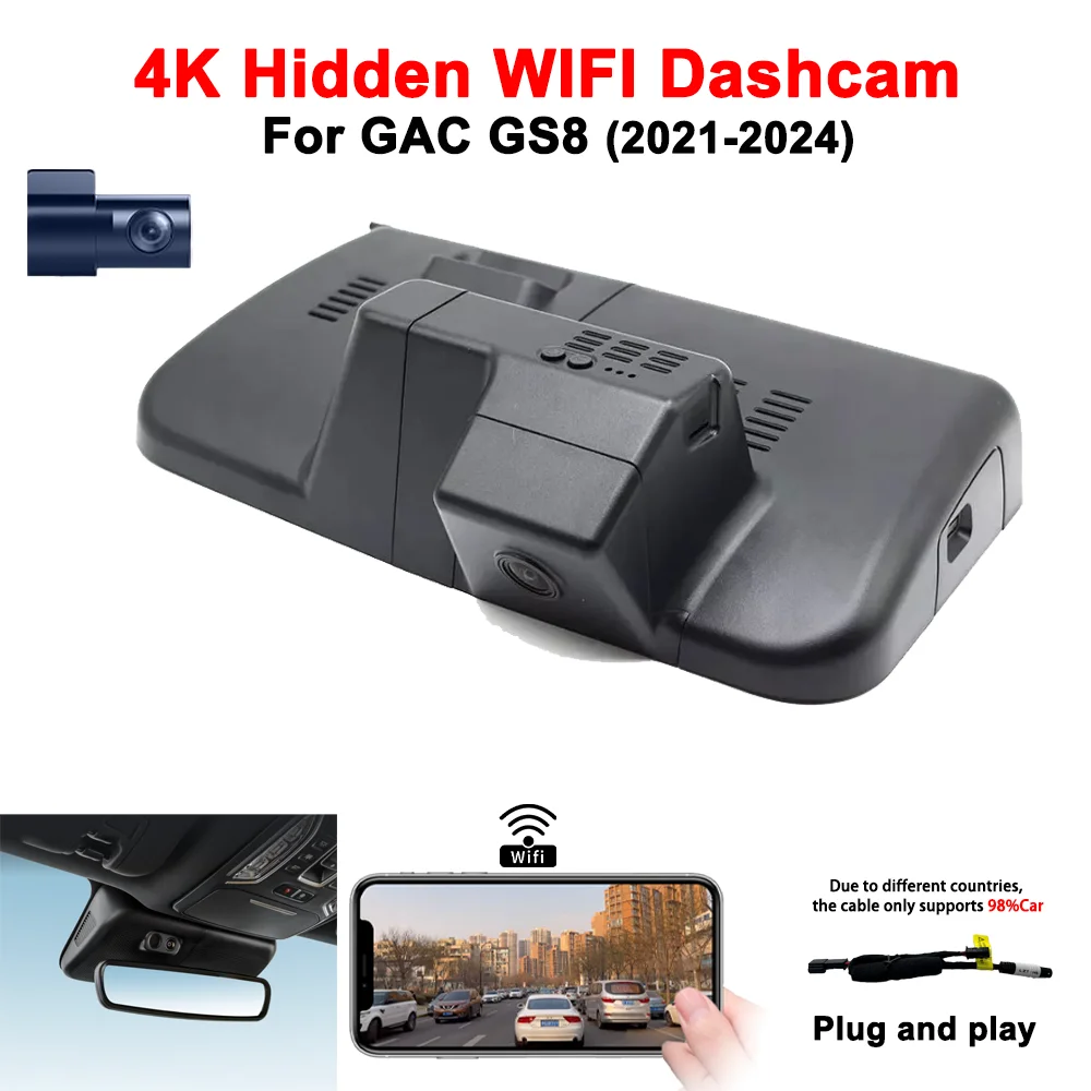 

Customized 4K HD 2160P Plug and play WIFi Car DV Dual Lens For GAC GS8 2021 to 2024 Video Recorder Recording Devices