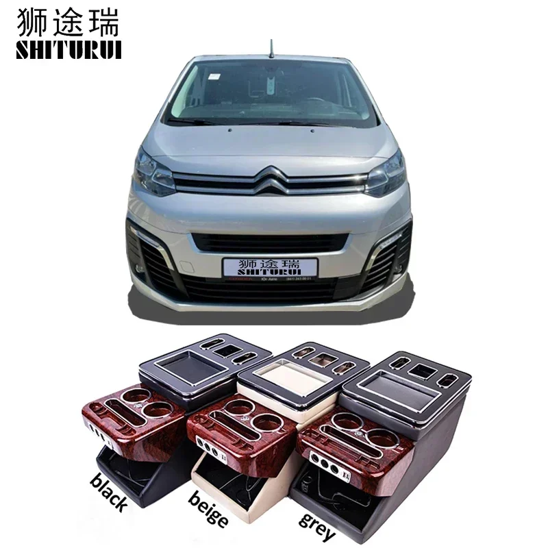 

Car Armrest Box Walnut Central Store Content Storage Box For FOR Citroen spacetourer 2016-2023 Auto Styling Accessories 24CM