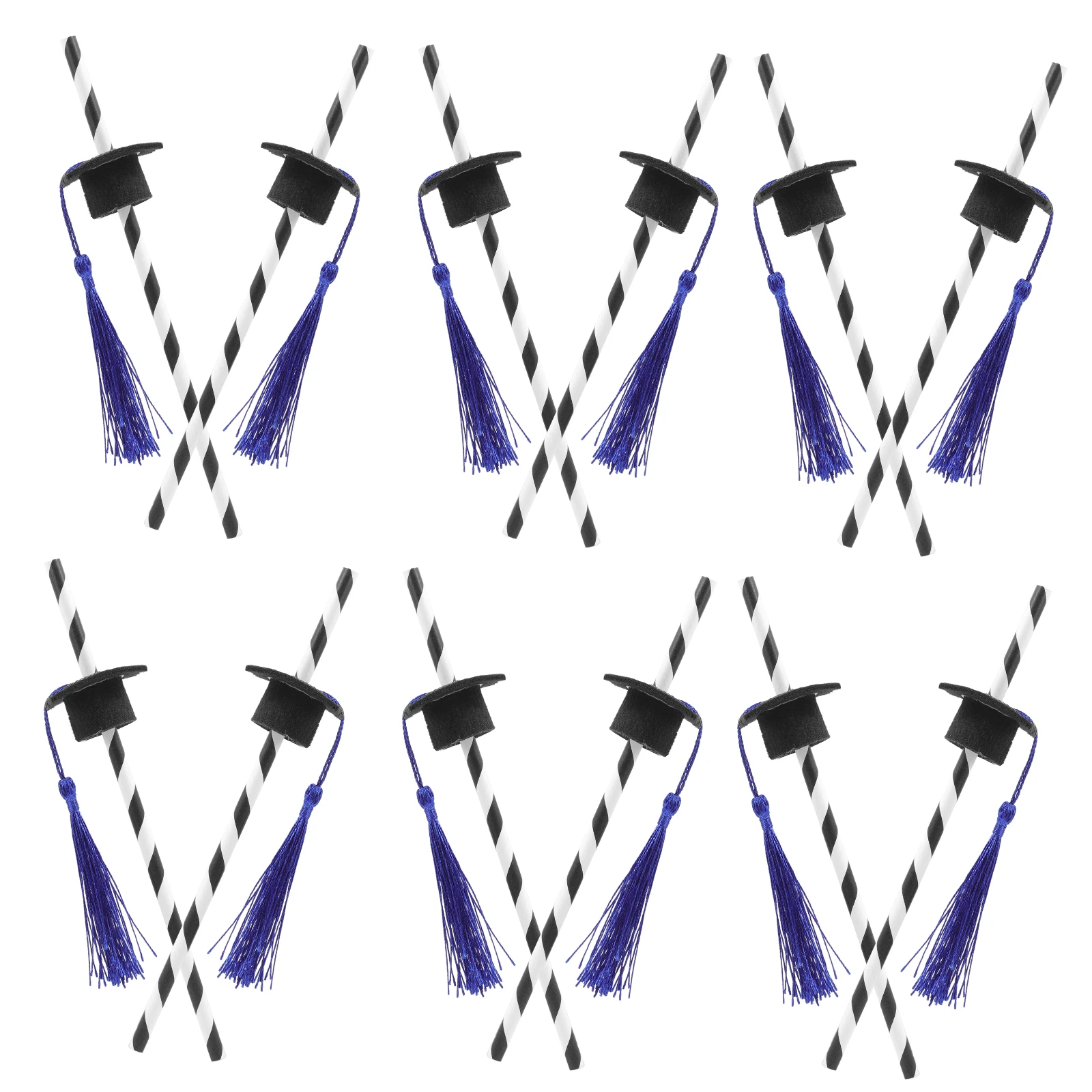 

12pcs Non Woven Straws Graduation Cap Decor Long Straws for Coffee Shop Home Office Straw With Graduation Cap Decor Restaurant