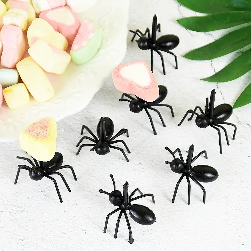 12pcs Mini Ant Fruit Forks Snack Cake Dessert Reusable Fruit Fork Tableware For Home Kitchen Party Dinner Fruit Pick Decoration