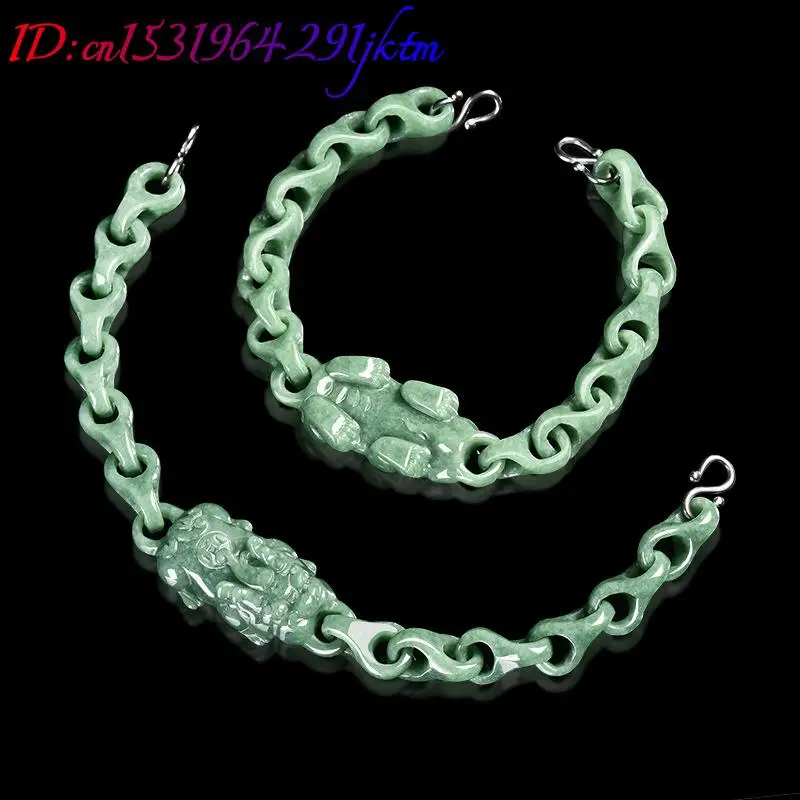 Green Myanmar Jadeite Pixiu Bracelet Bangle Natural Jade Fashion Designer Luxury Vintage Accessories Amulet Carved Gemstone
