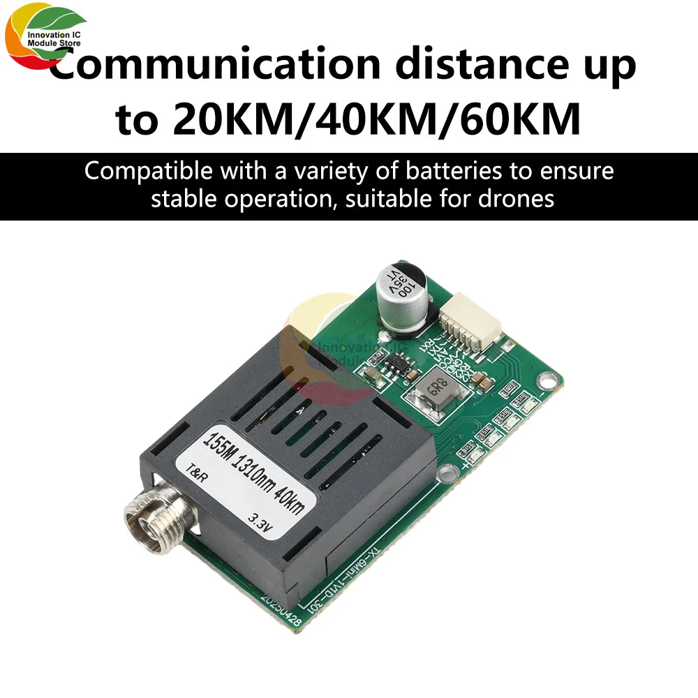 

Sky/Earth TTL Optical Transceiver Module DC 5.5-26V FC RX/TX/AV/VCC/GND Interface for Drones TTL to Fiber Optic Module